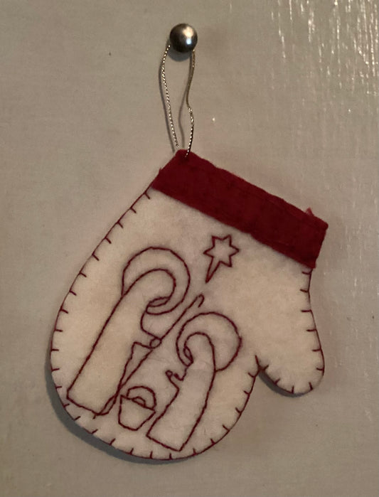 Redwork Felt Christmas Ornaments