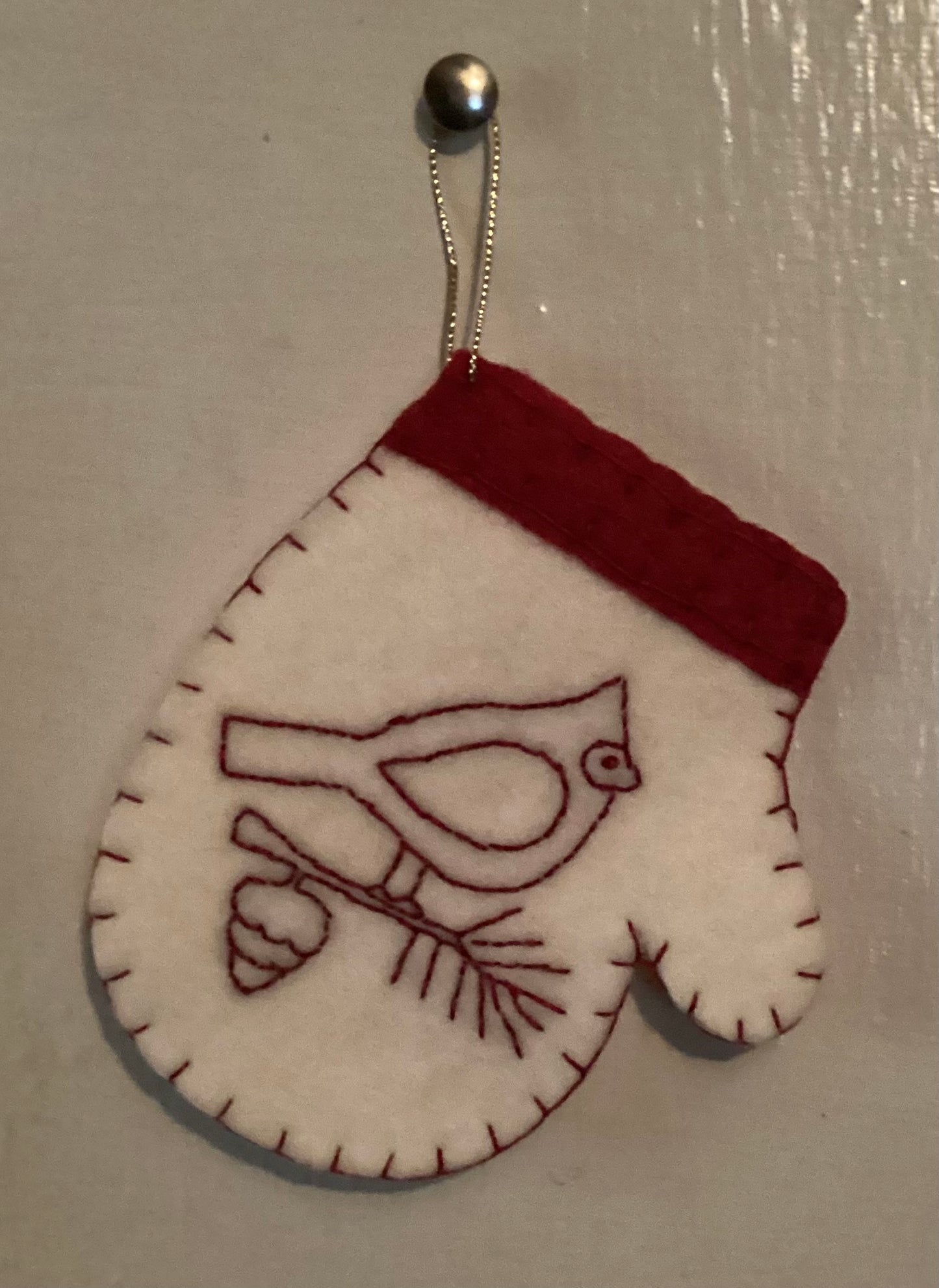 Redwork Felt Christmas Ornaments